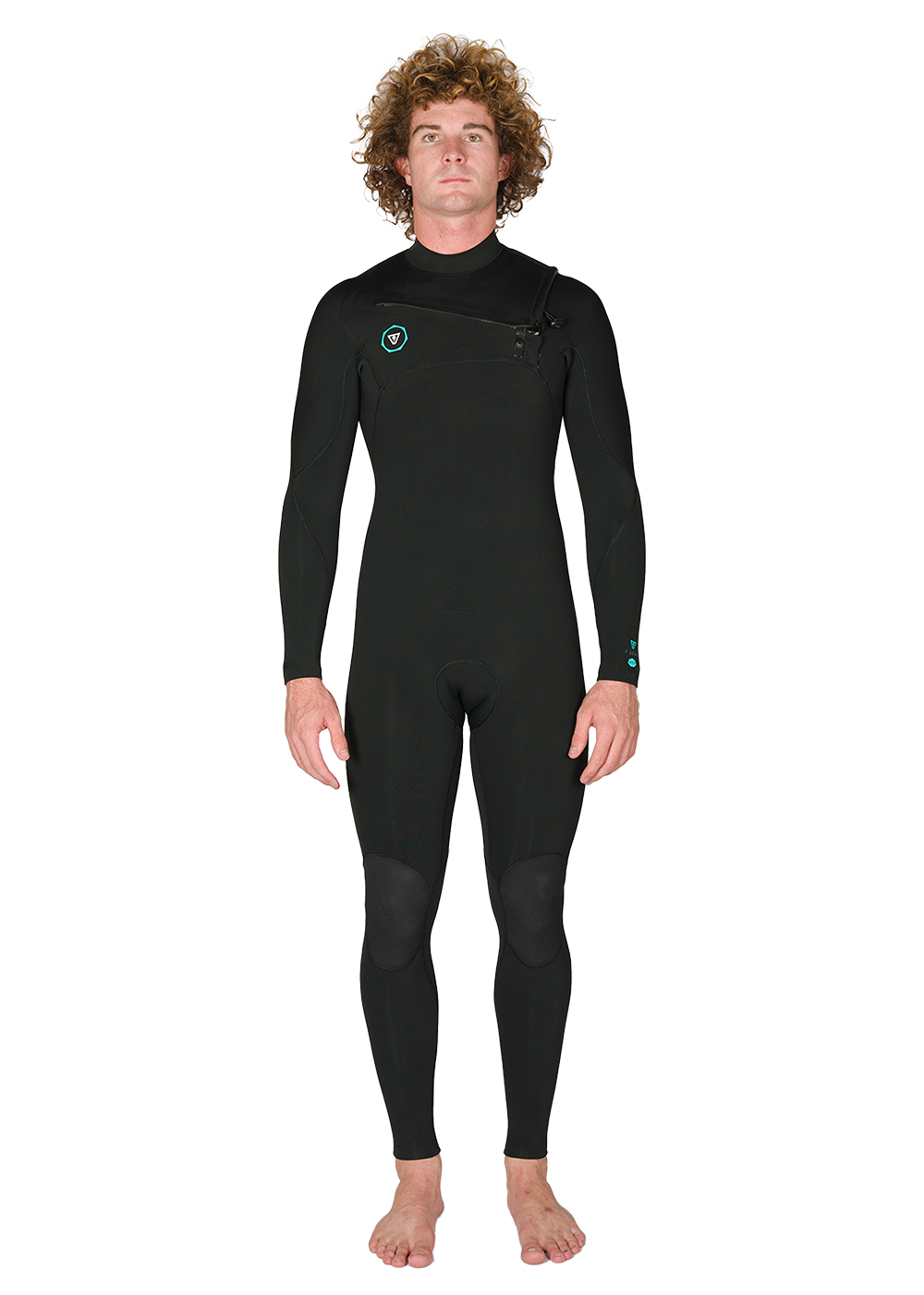 7 Seas 3-2 Full Chest Zip Wetsuit - Black with Jade Logos